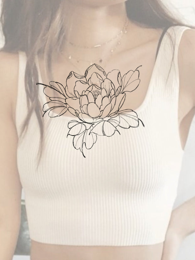 Peony chest or back piece