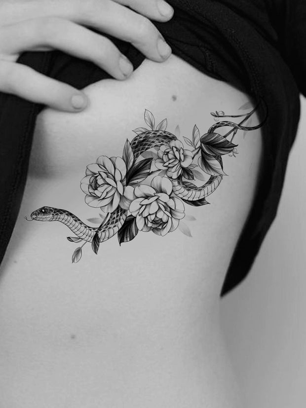 Snake and Peonies