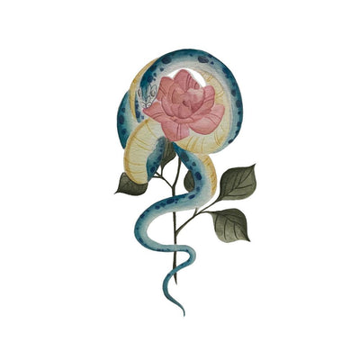 Painterly Snake and Rose