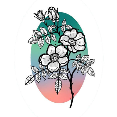 Line work Flowers with Ombre Oval Circle