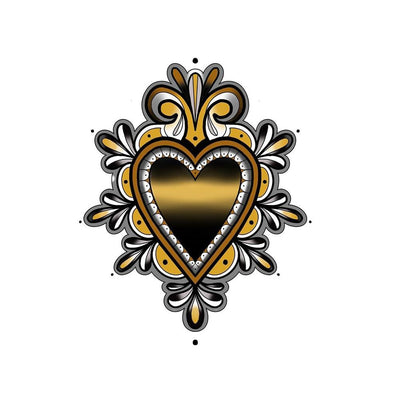 Sacred Heart with Decoration - Yellow Heart