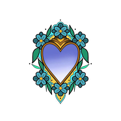 Sacred Heart with Blue Flowers