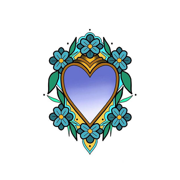 Sacred Heart with Blue Flowers