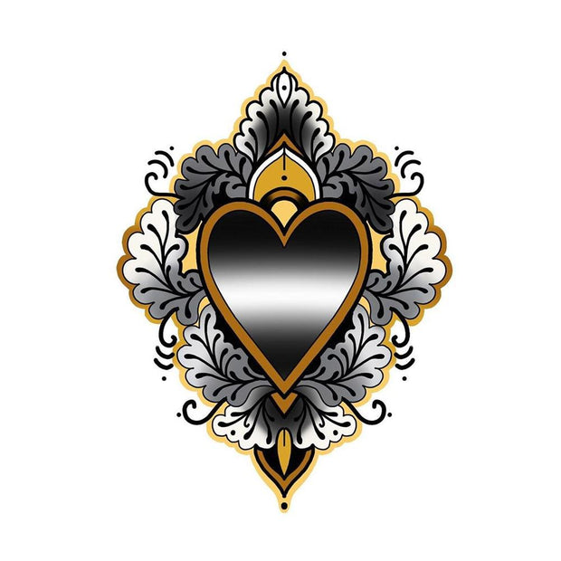 Sacred Heart with Decoration - Black Heart