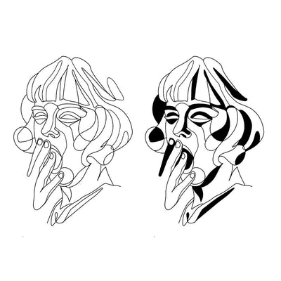 Line Work Portrait - Yawn