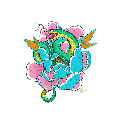 Snake and Peony